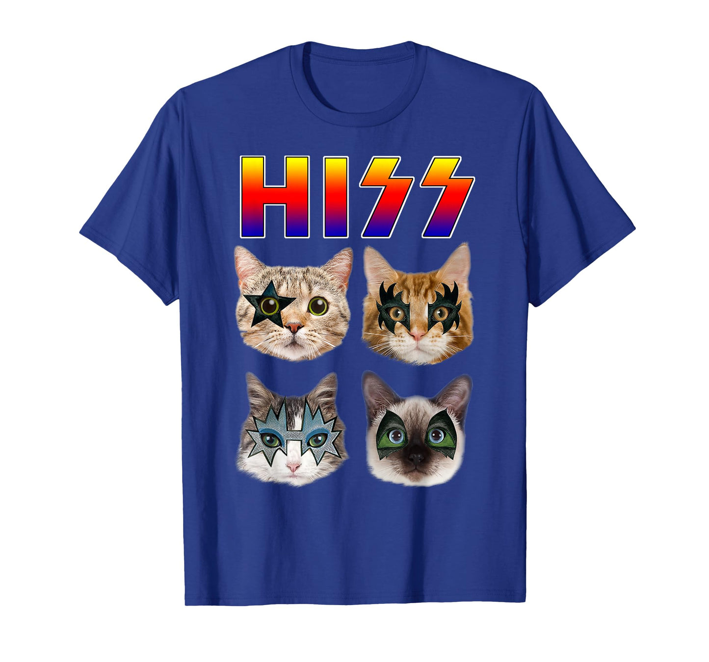 Hiss Funny Cats Kittens Rock Rockin Short Sleeve T-shirt Gift Tee Pun