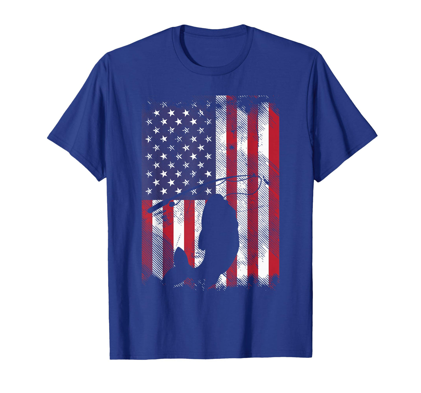 US Flag Fish 4th Of July Fishing Patriot Fisherman Dad Gift T-Shirt