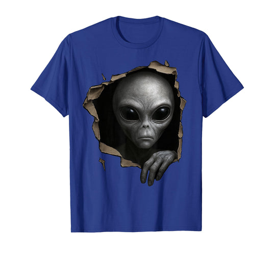 Alien Grey Torn Cloth Funny Extraterrestrial 3D Graphic T-Shirt