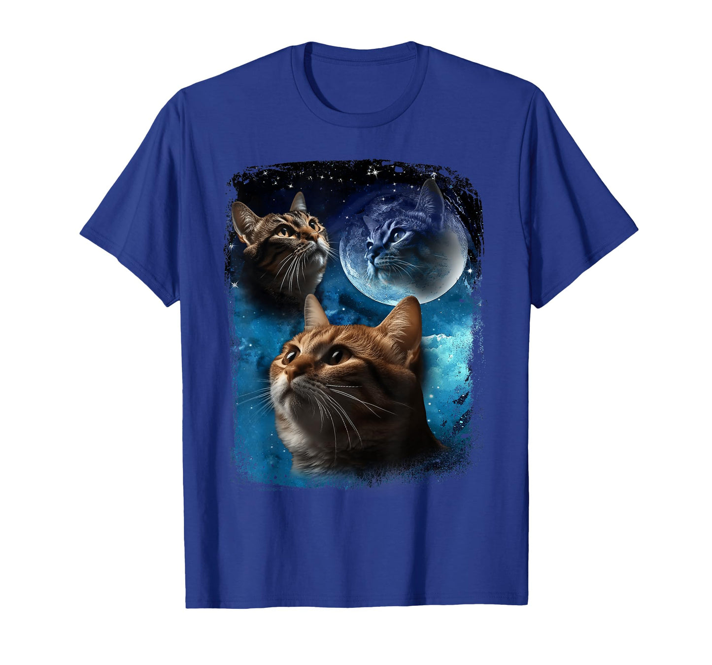 Three Cats Howl at Moon Vintage Funny Cat Howling wolf meme T-Shirt