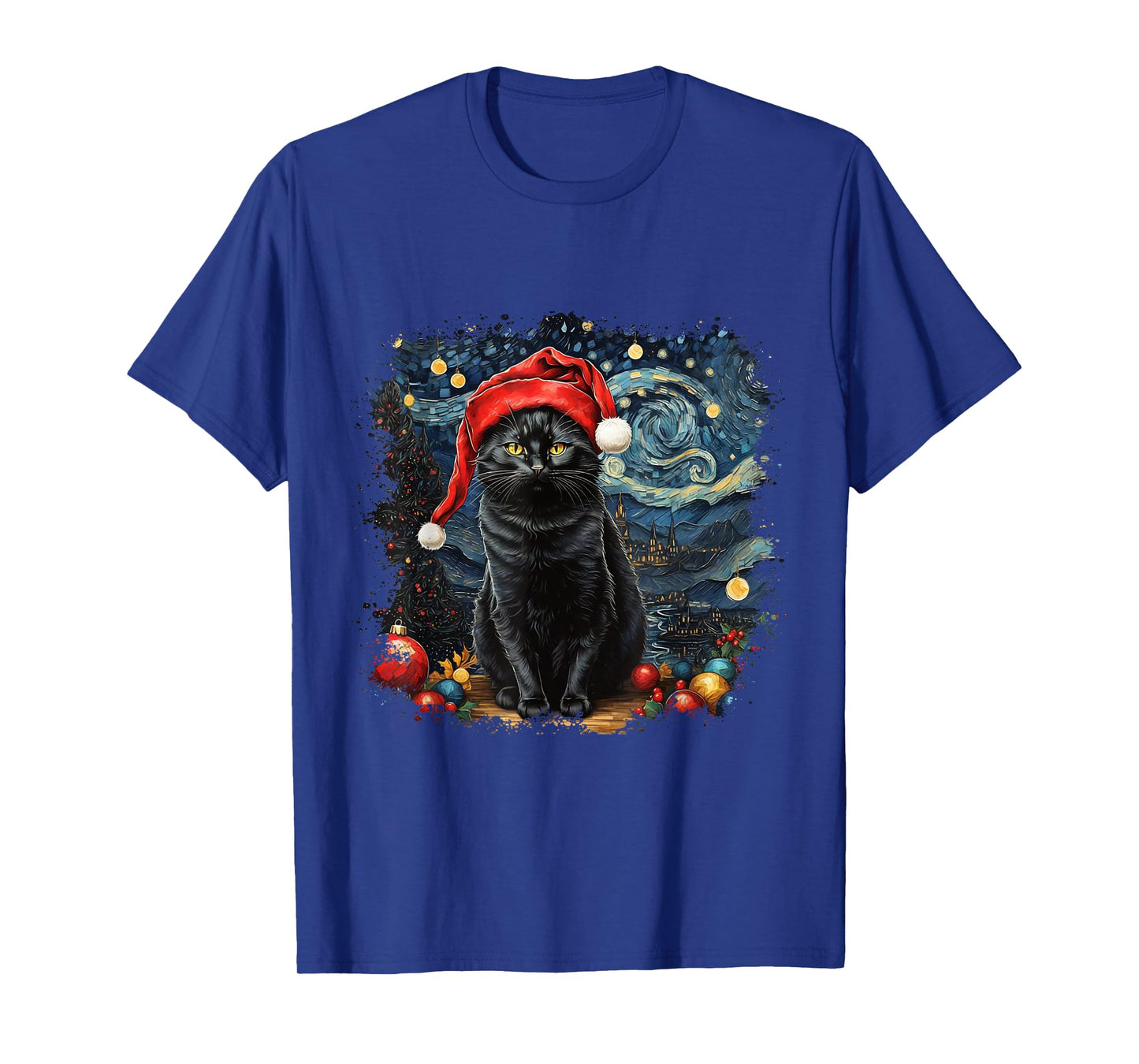 Cat Tshirt, Starry Night Cat, Womens Cat Shirt, Van Gogh Cat T-Shirt