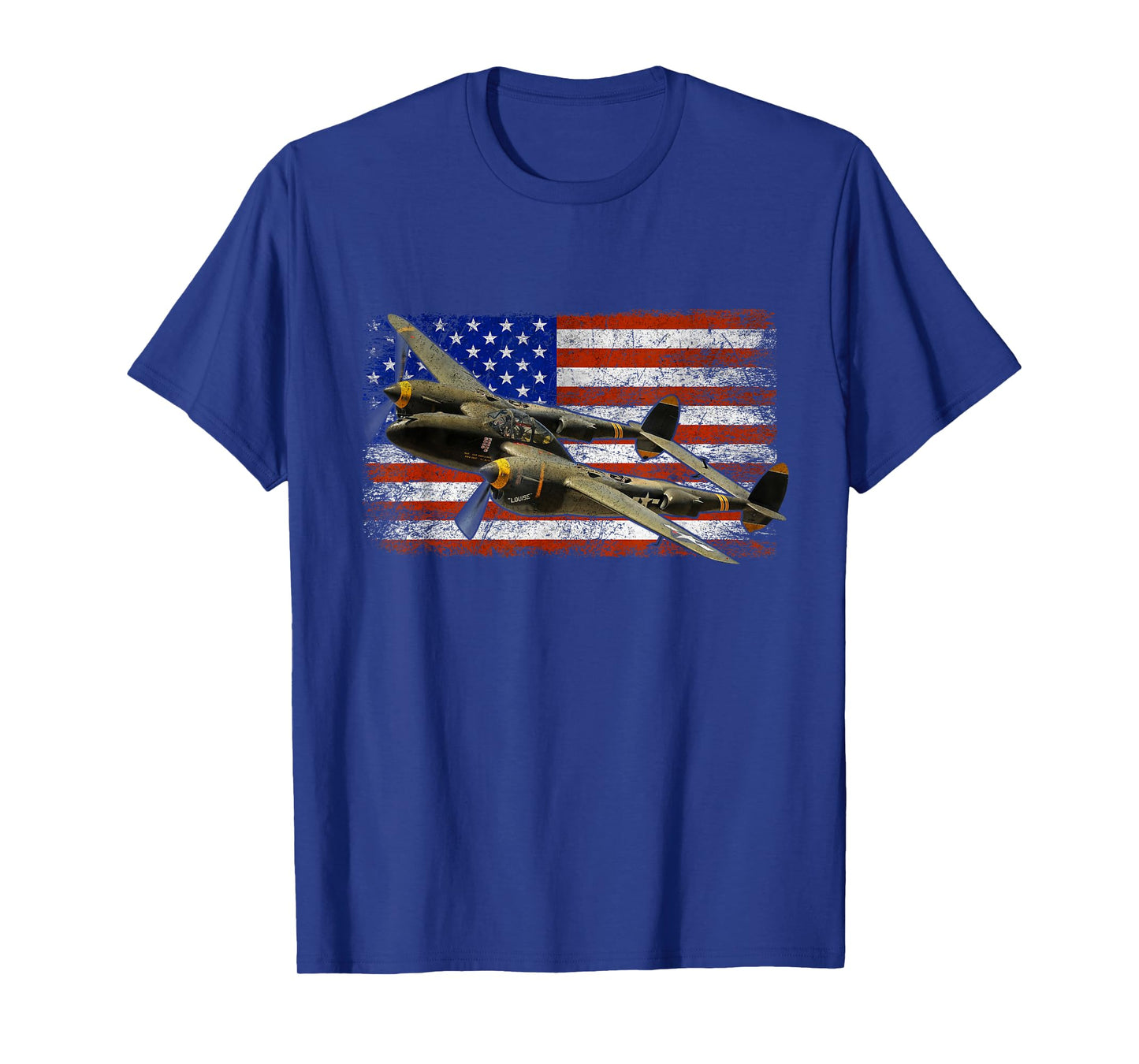 P-38 Lightning WWII Airplane Vintage Flag T-Shirt