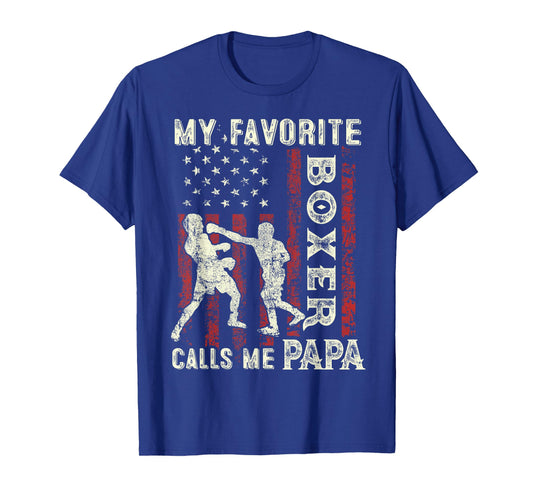 Father's Day Favorite Boxer Calls Me Papa US Flag Boxing Dad T-Shirt