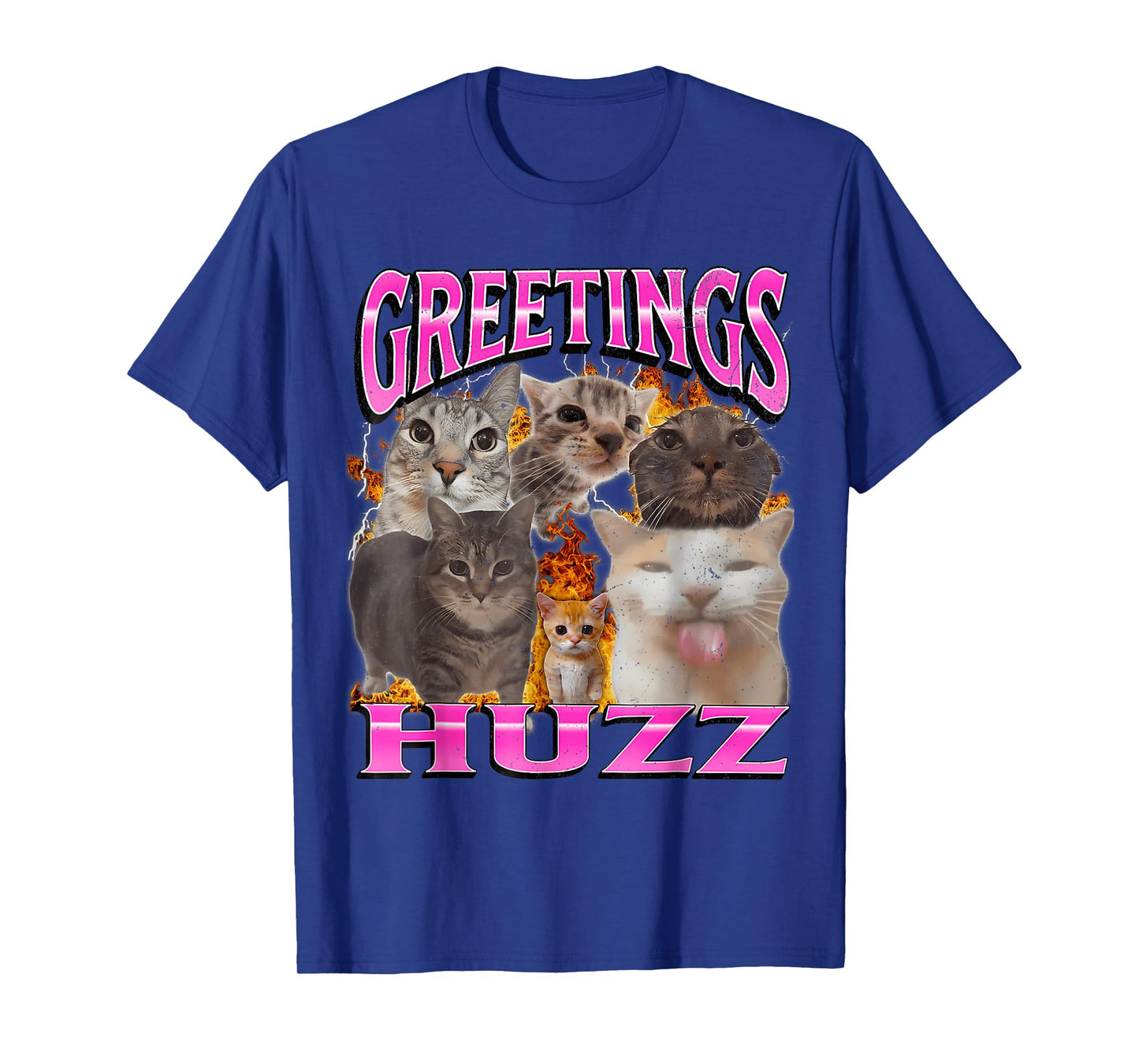 Greetings Huzz Funny Cat Meme Bootleg Graphic Men Women T-Shirt