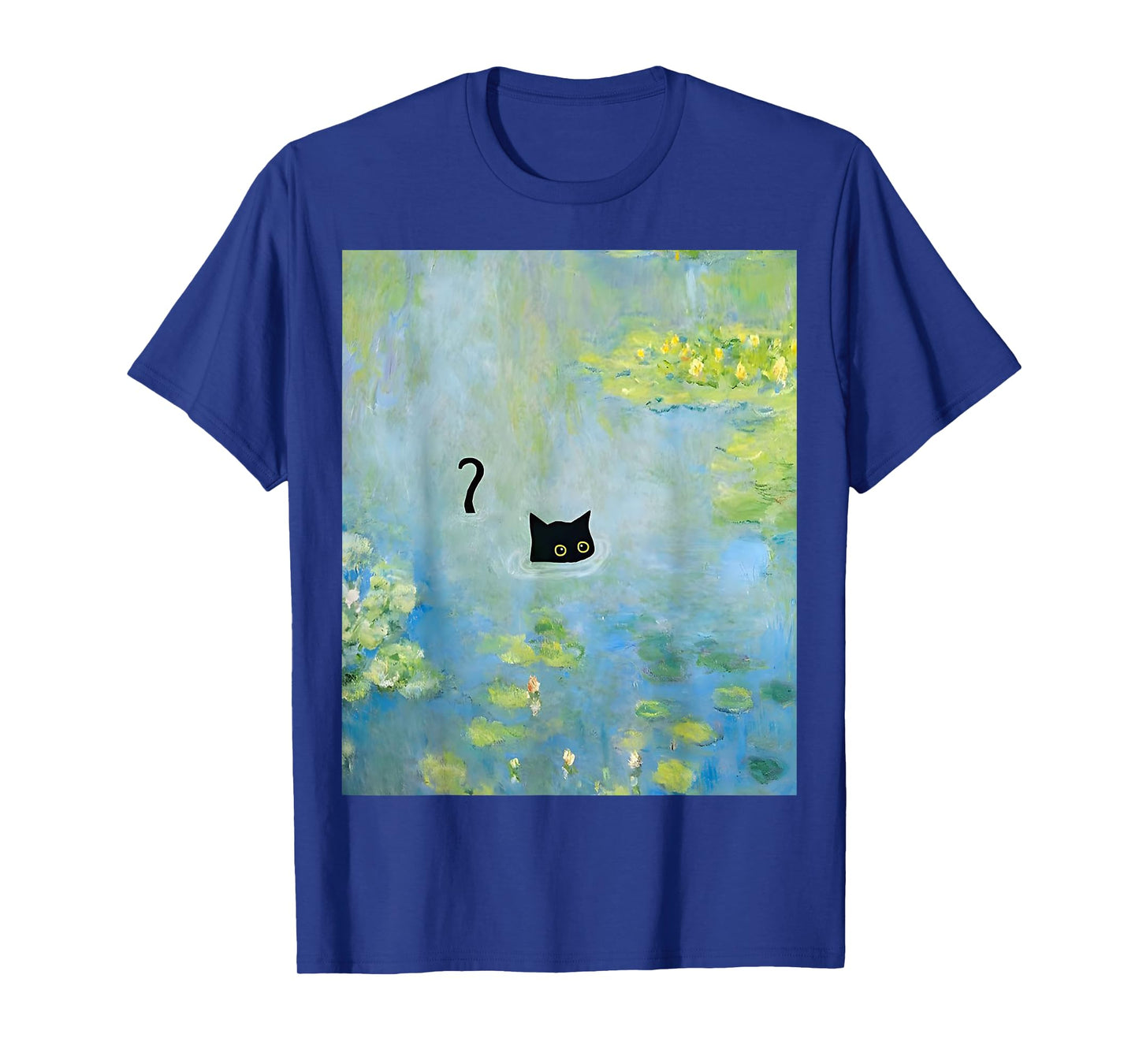 Black Cat Monets Summer Waterlily T-Shirt for Men Women Girls Kids
