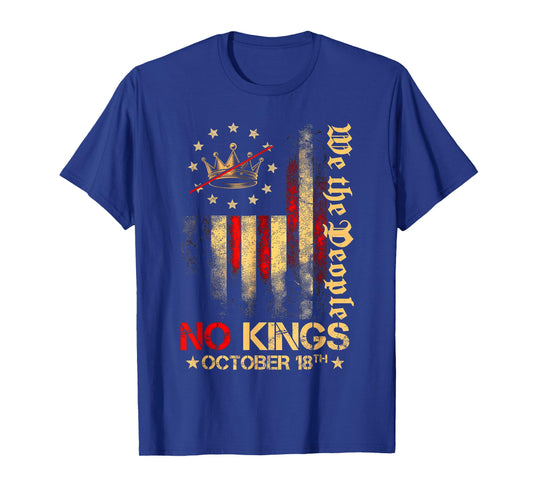 No Kings Vintage America Flag 1776 October 18 T-Shirt