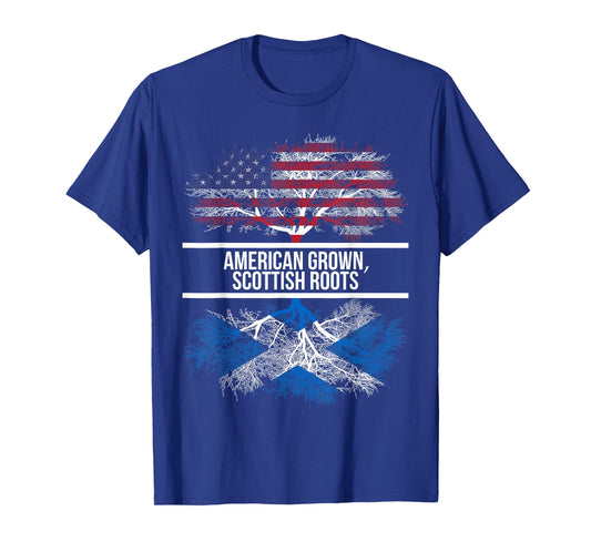 American Grown, Scottish Roots Shirt - American Flag Tee T-Shirt