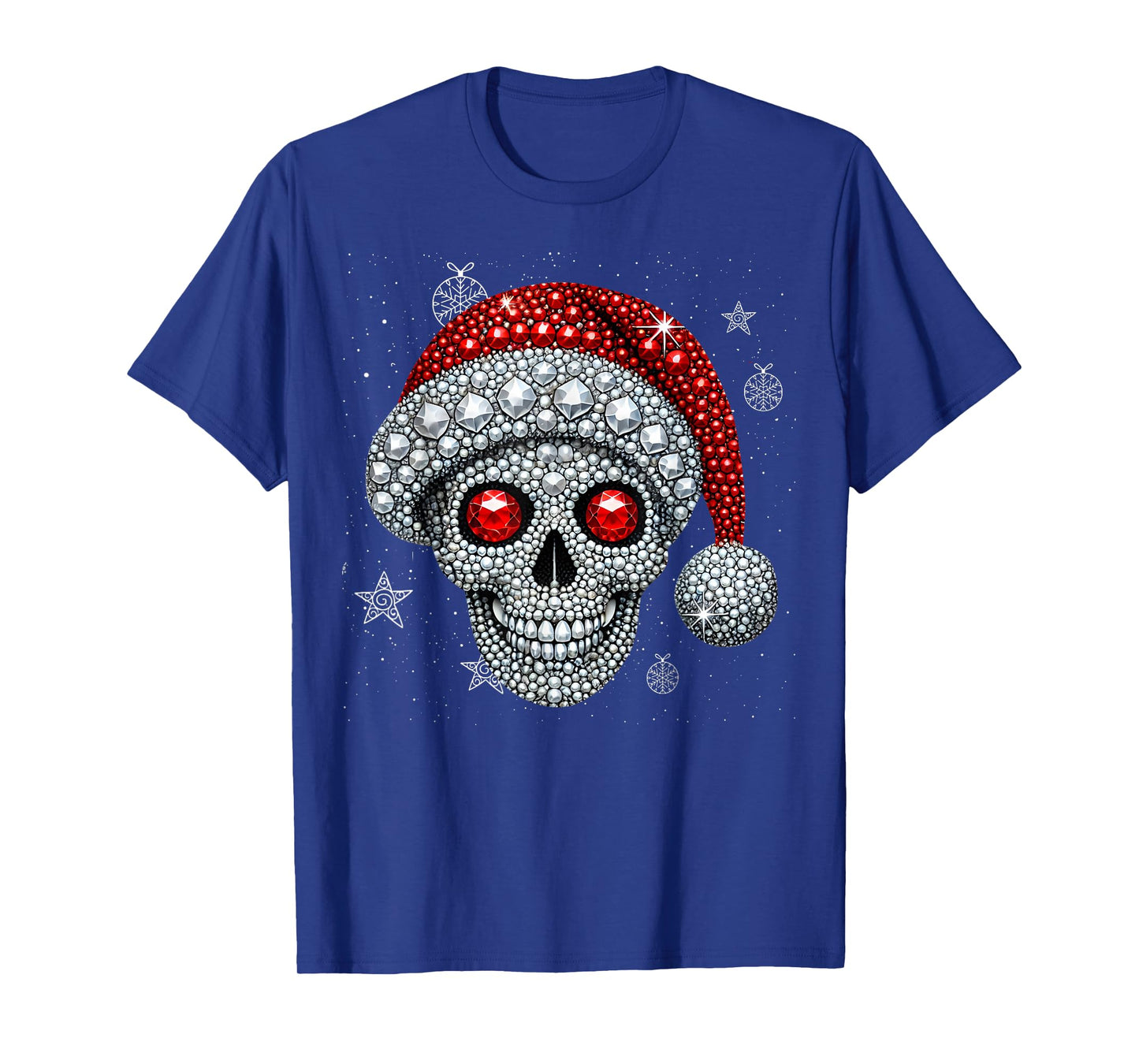 Sugar Skull with Santa Hat Tee Christmas Pajama Xmas T-Shirt
