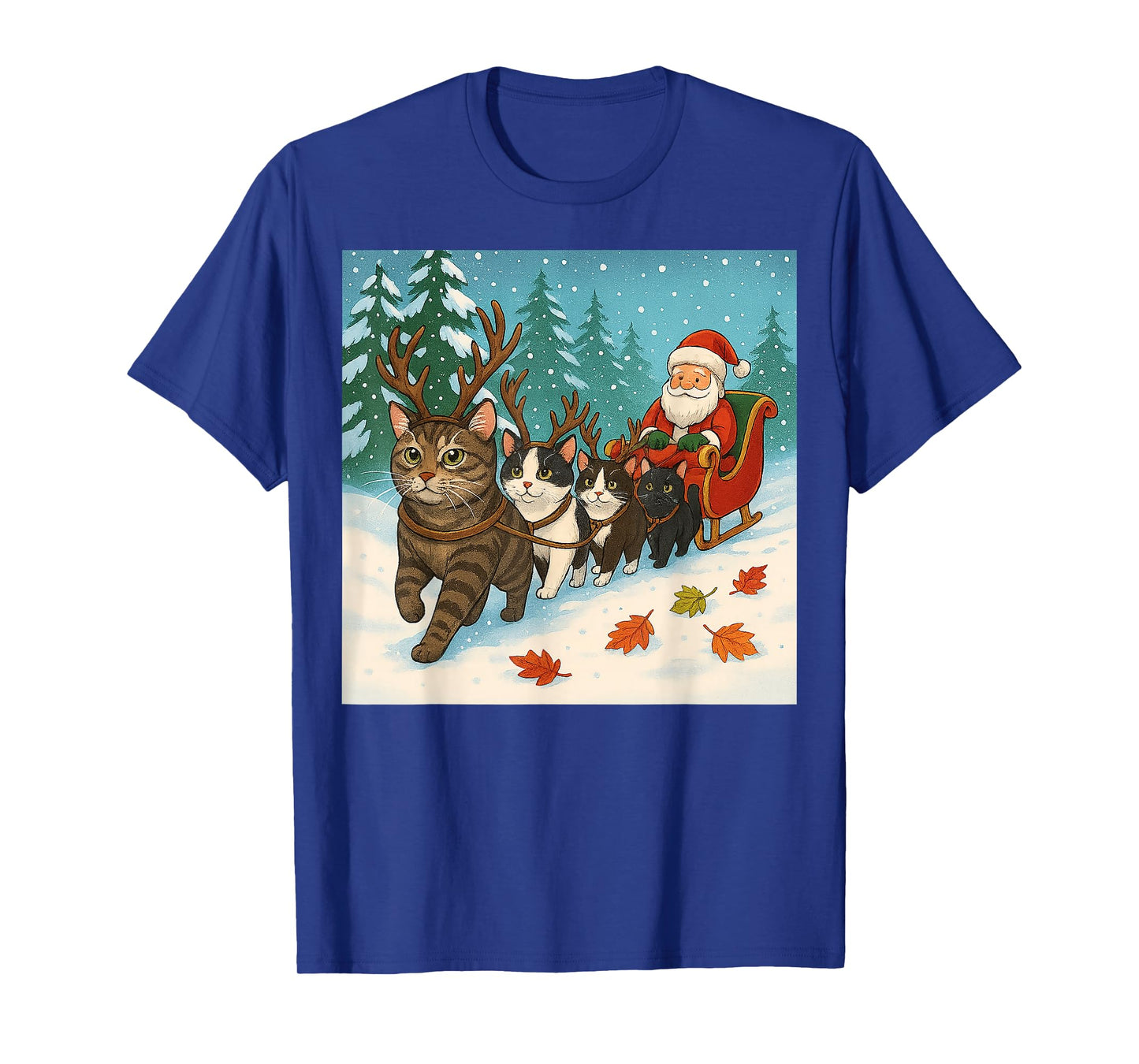 Funny Cat Reindeer Santa Christmas Design for Men Women Kid T-Shirt