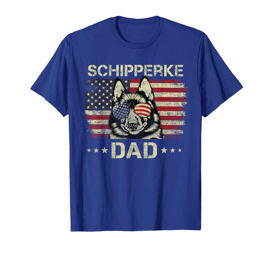 Schipperke Dad Dog Lovers American Flag 4th Of July T-Shirt for Women Men