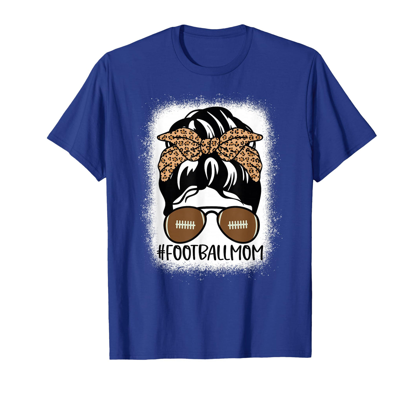 Bleached Football Mom Life with Leopard and Messy Bun Player T-Shirt