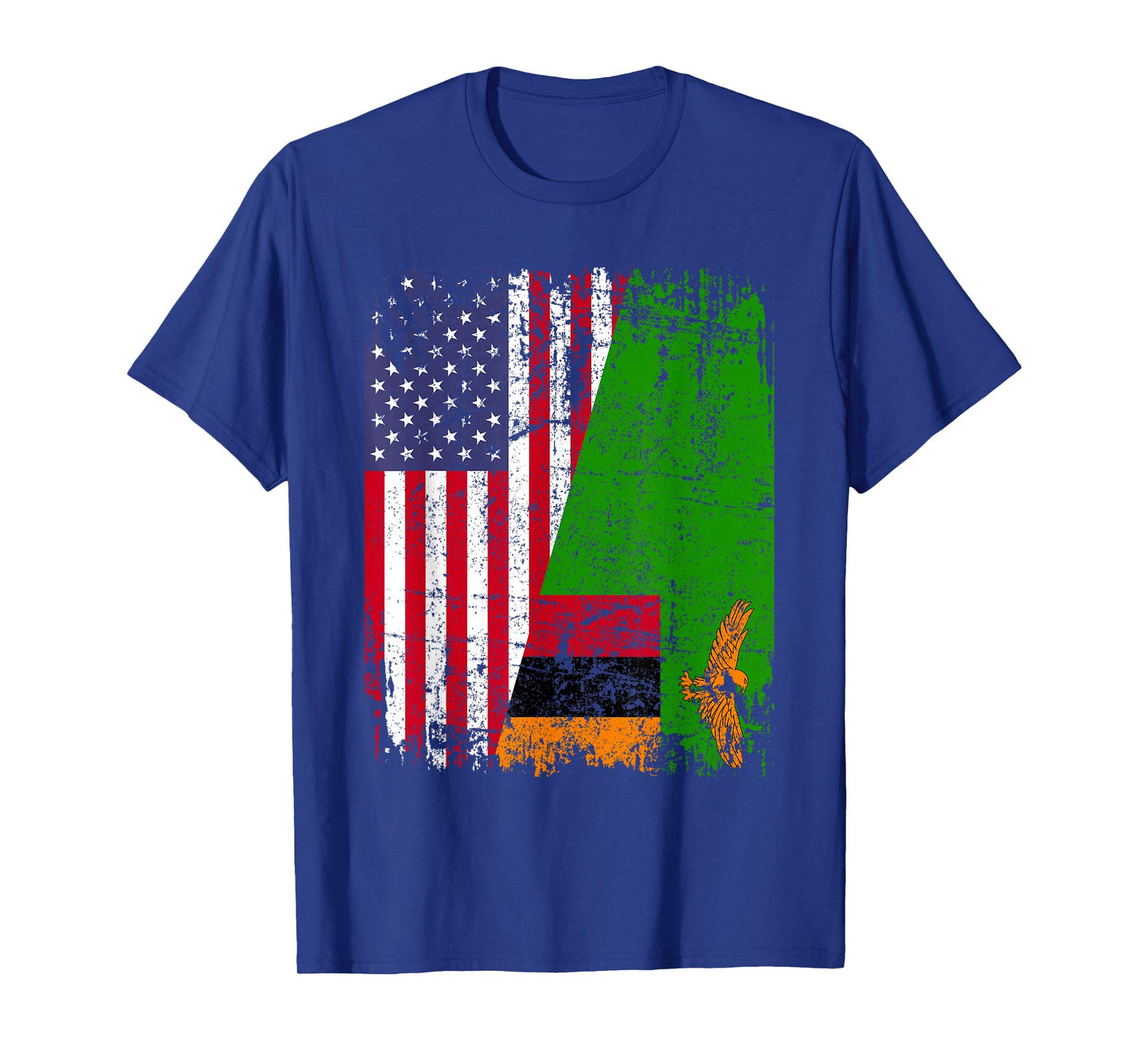 ZAMBIAN ROOTS | Half American Flag | USA ZAMBIA FLAG T-Shirt