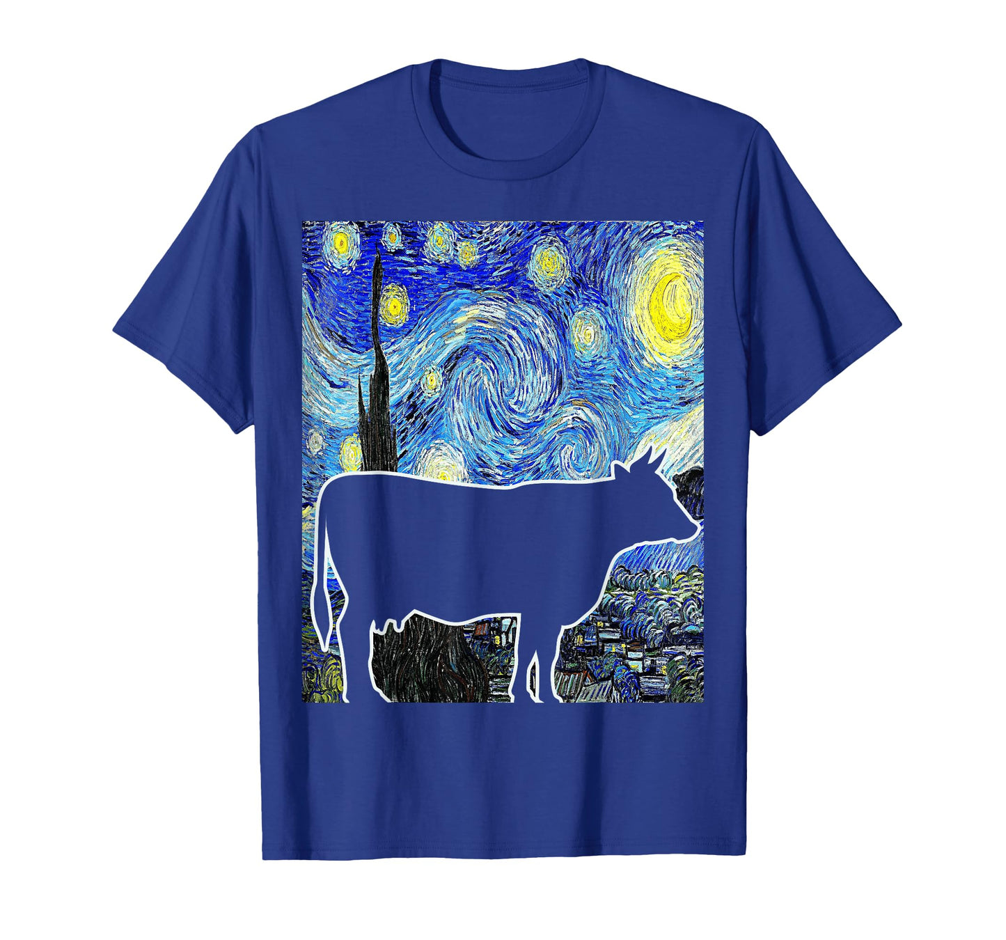 Cow Starry Night Van Gogh Funny Cow Farmer T-Shirt