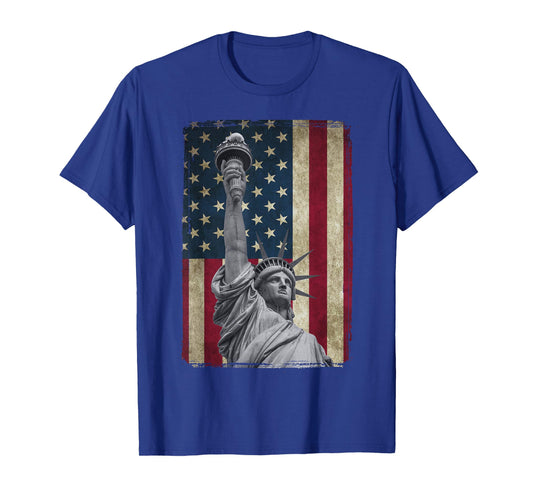 USA American Flag and Statue of Liberty Tee Shirt T-Shirt