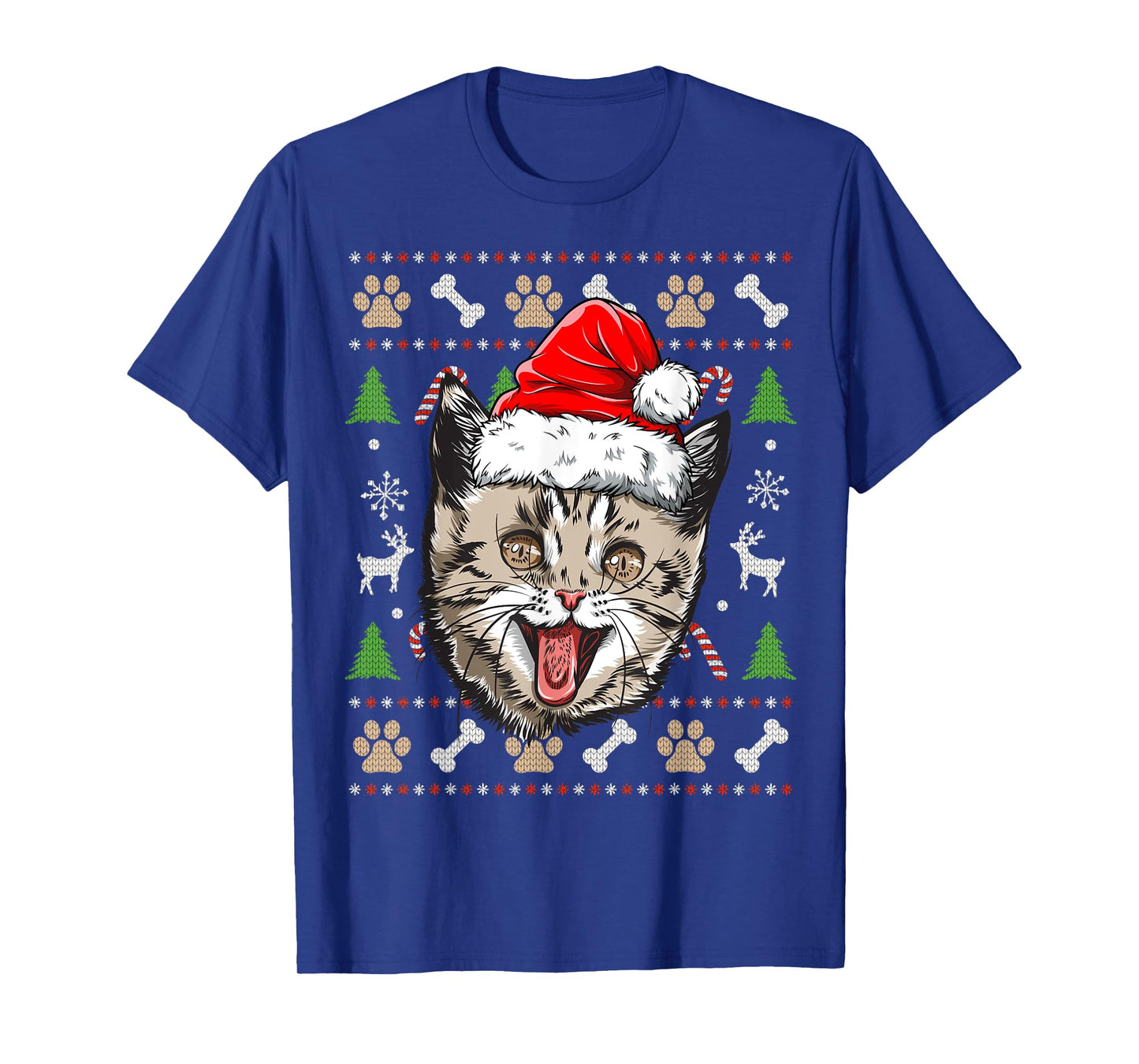 Cat Ugly Christmas Santa Hat Xmas Boys Kids Girls Catmas T-Shirt