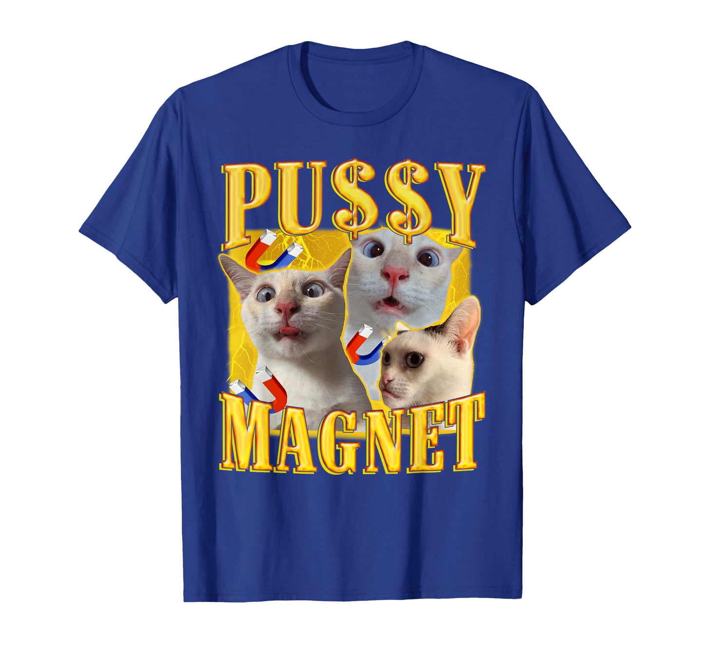 Ironic PUSSY MAGNET Cat Meme Funny Offensive Adult Humor T-Shirt