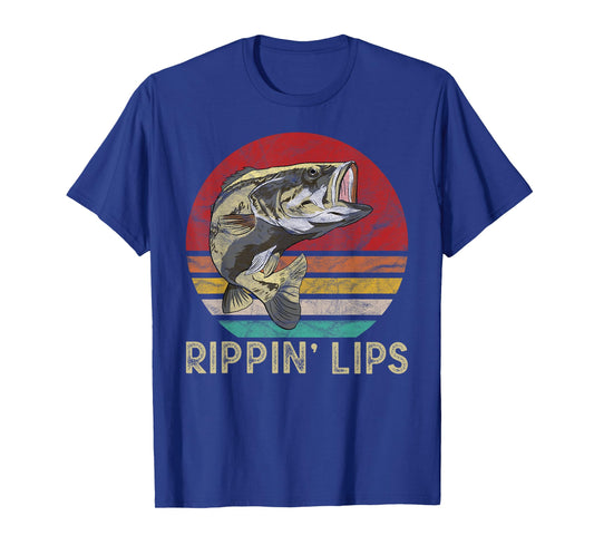 Rippin Lips Retro Vintage Bass Fishing Gifts T-Shirt