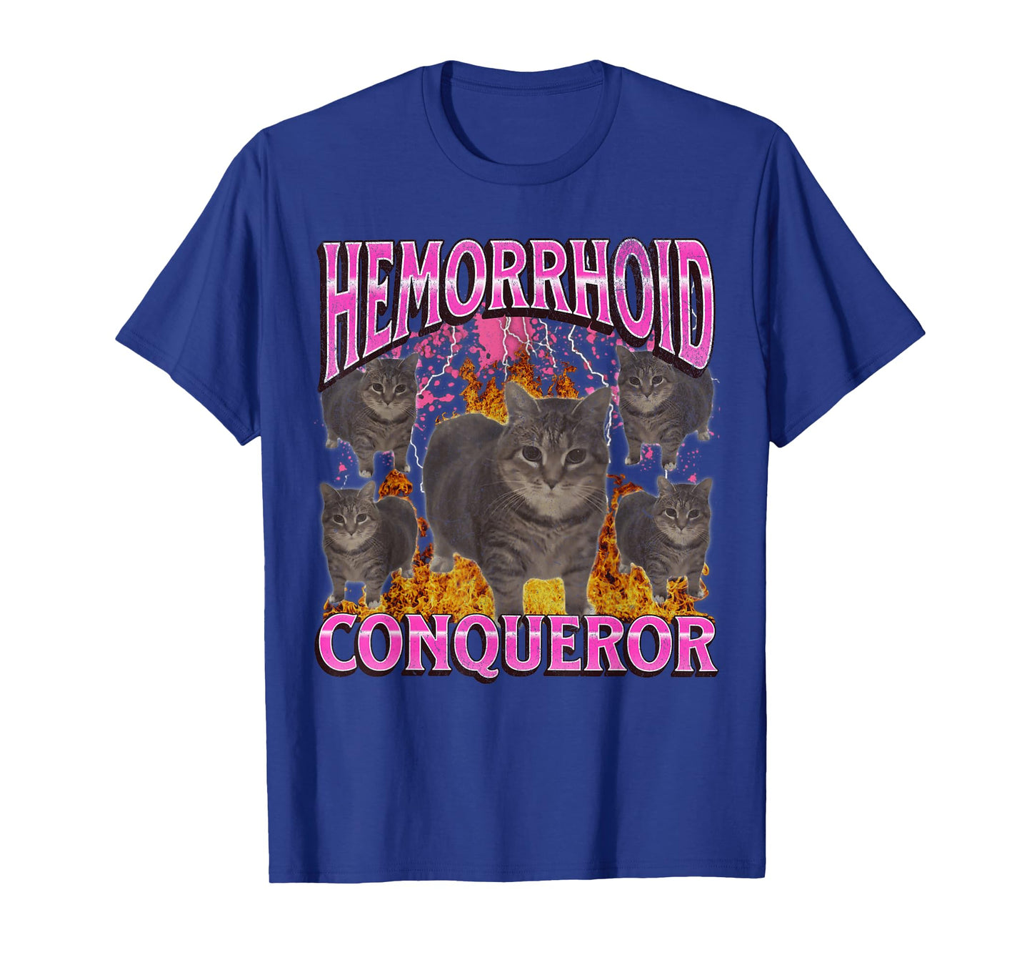 Hemorrhoid Conqueror Funny Cat Meme Bootleg Graphic T-Shirt for Men Women