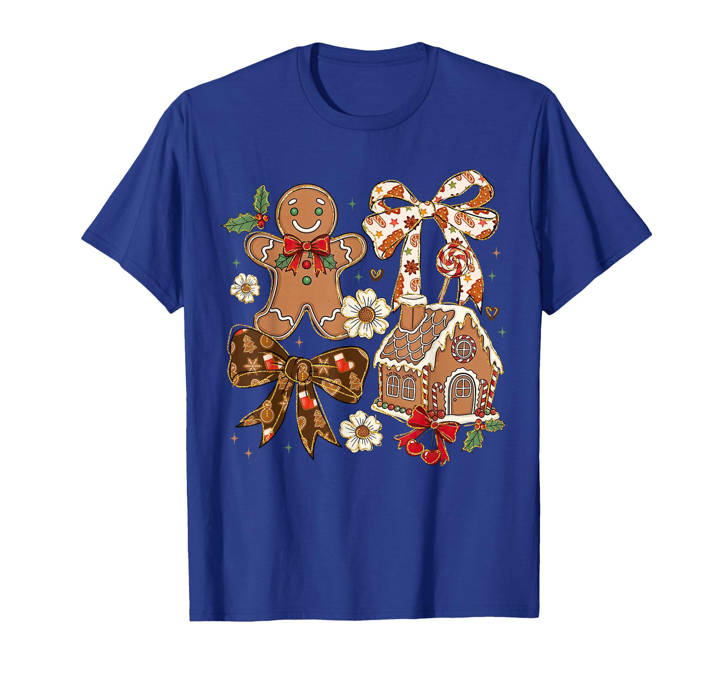 Christmas Gingerbread House Coquette Bow Xmas Girls Women T-Shirt