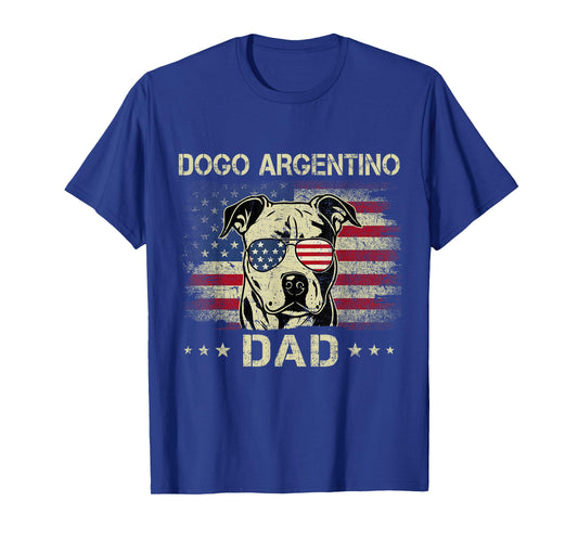 Dogo Argentino Dad Dog Vintage American Flag 4th Of July T-Shirt for Men Women Kids