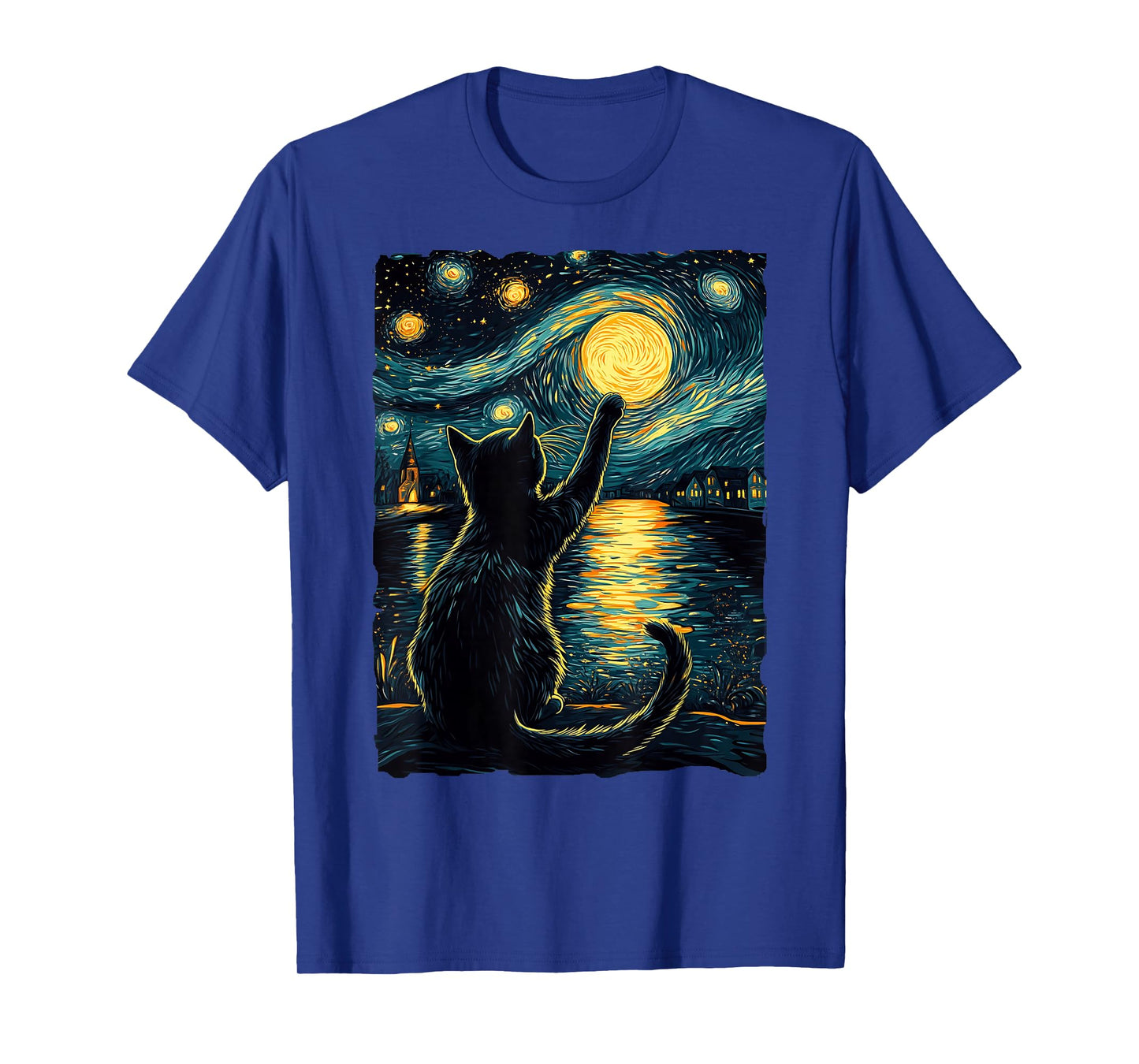 Black Cats Lover Starry Night Vincent van Gogh T-Shirt