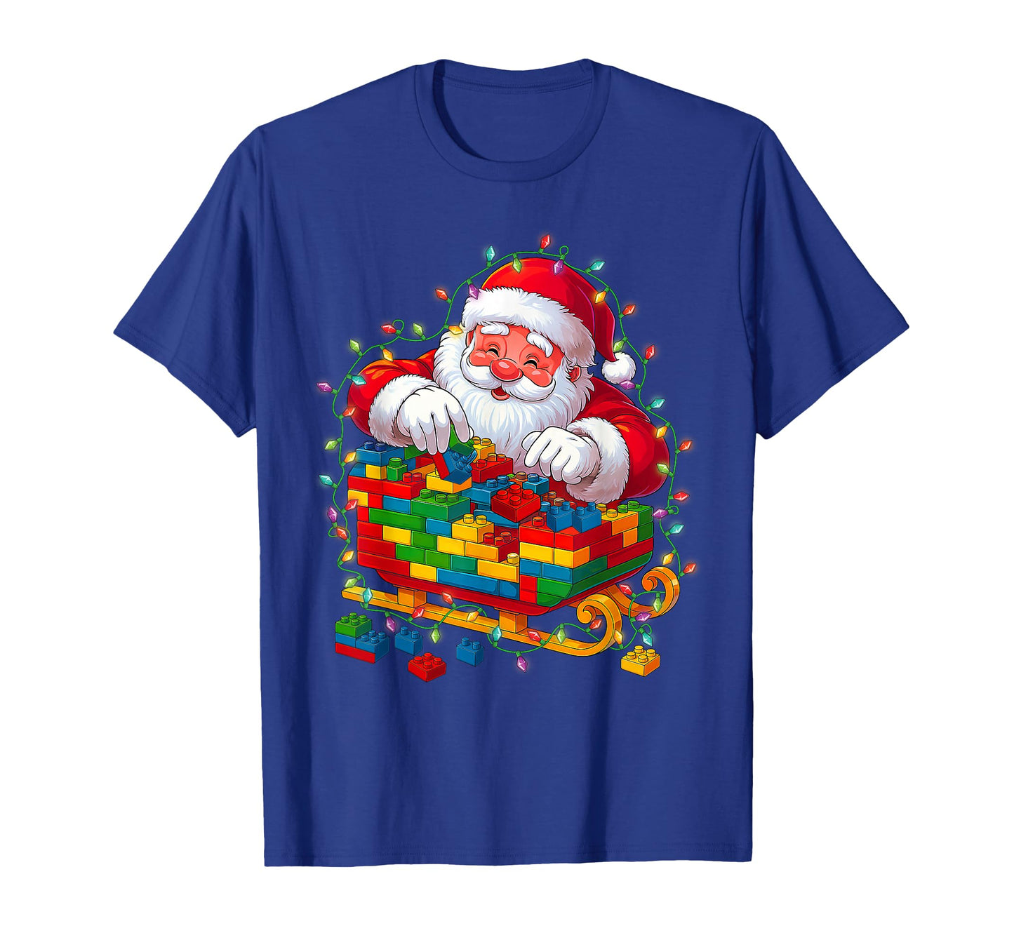 Building Blocks Santa Sleigh Master Builders Christmas Kids T-Shirt