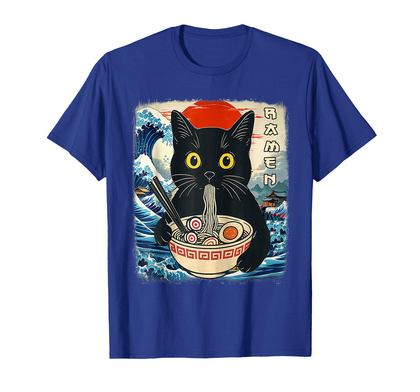 Funny Cat Ramen Japanese Graphic Design Kawaii Cat Anime T-Shirt