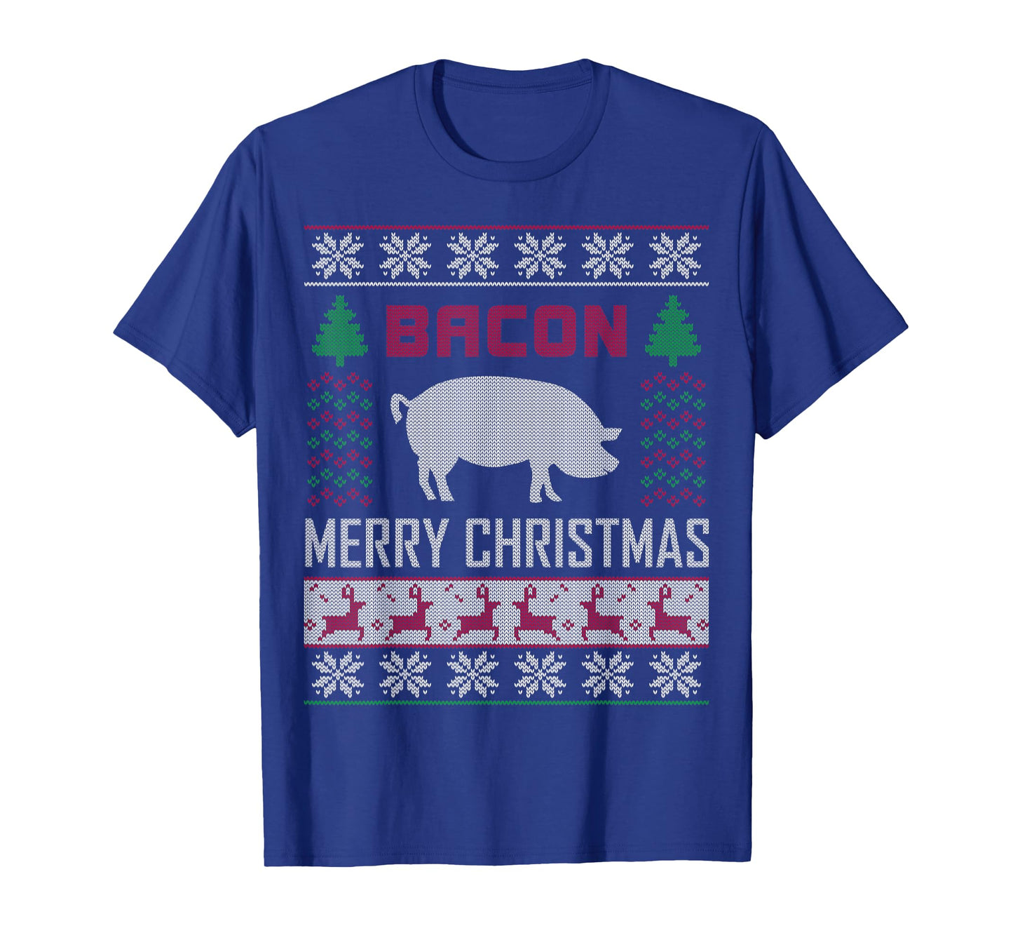 Bacon Pig Christmas Design Funny Holiday Ugly Sweater Style T-Shirt