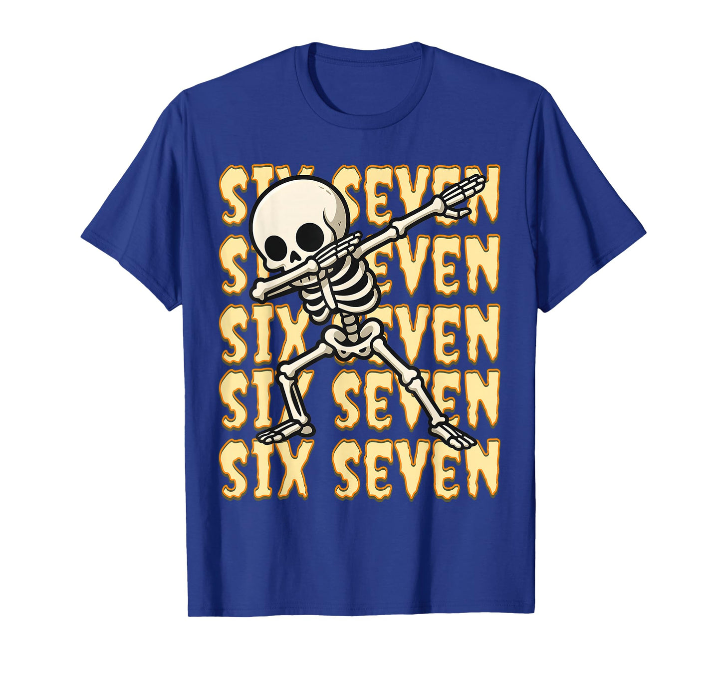 67 Halloween Funny Six Seven Meme Brainrot Skeleto Kids Boys T-Shirt