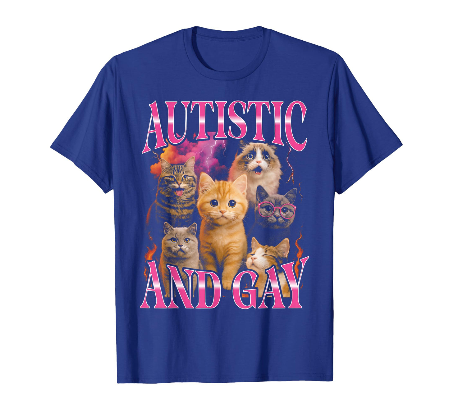 Autistic and Gay Funny Bootleg Cat T-Shirt