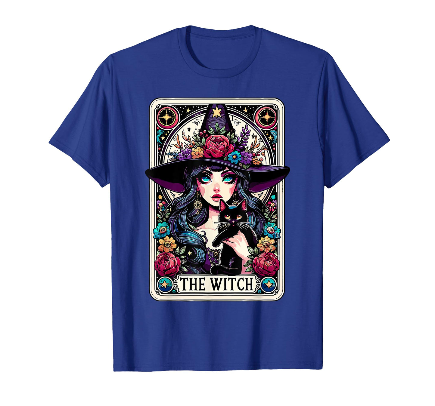 The Witch Tarot Card Halloween Gothic Witchy Vibes Black Cat T-Shirt