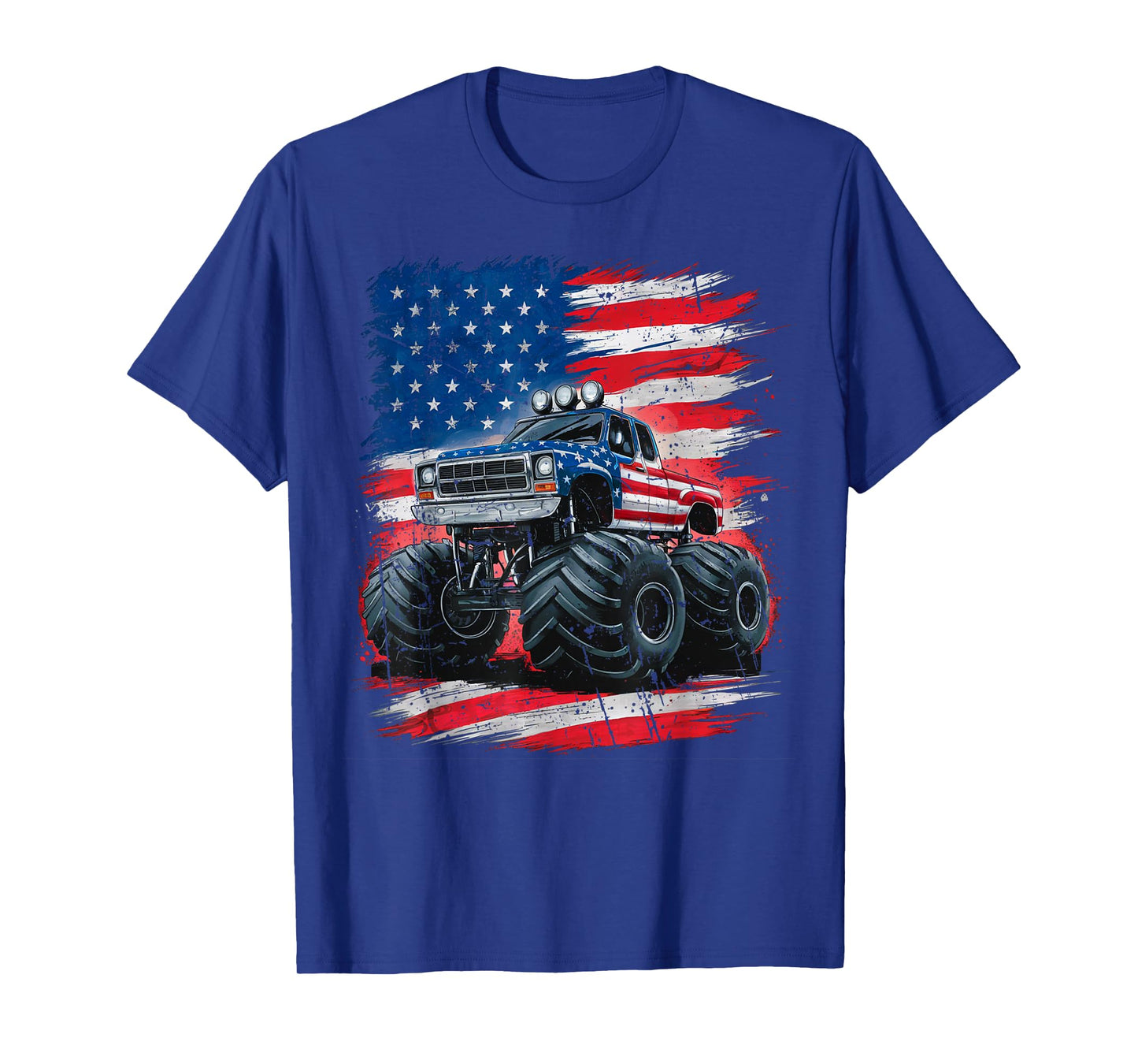 Monster Truck USA Flag American T-Shirt