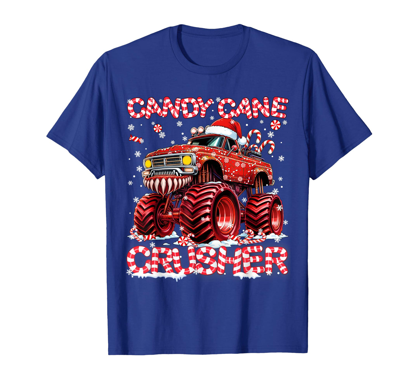 Candy Cane Crusher Red Monster Truck Christmas Xmas Boy T-Shirt
