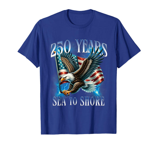 250 Years Sea to Shore Eagle and Flag Military 250th T-Shirt