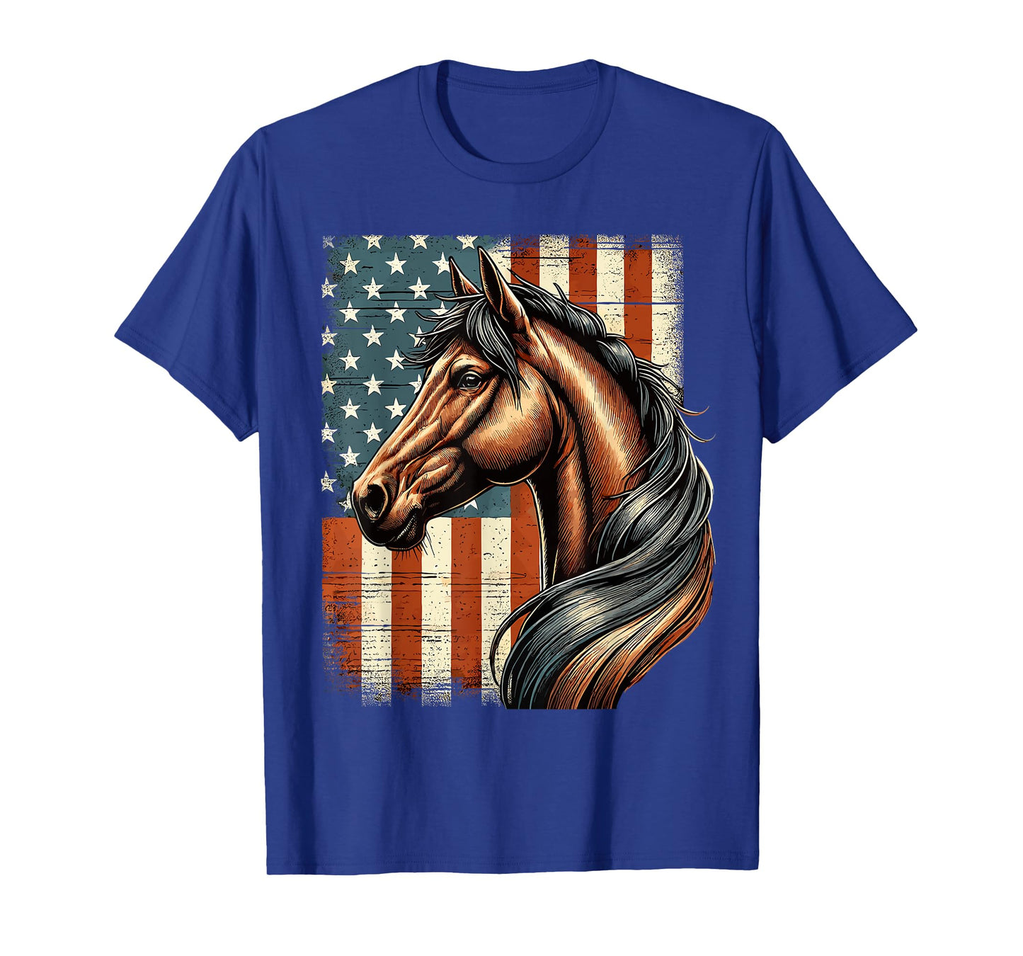 Horse Horseback Riding Western Farm American Flag Patriotic T-Shirt