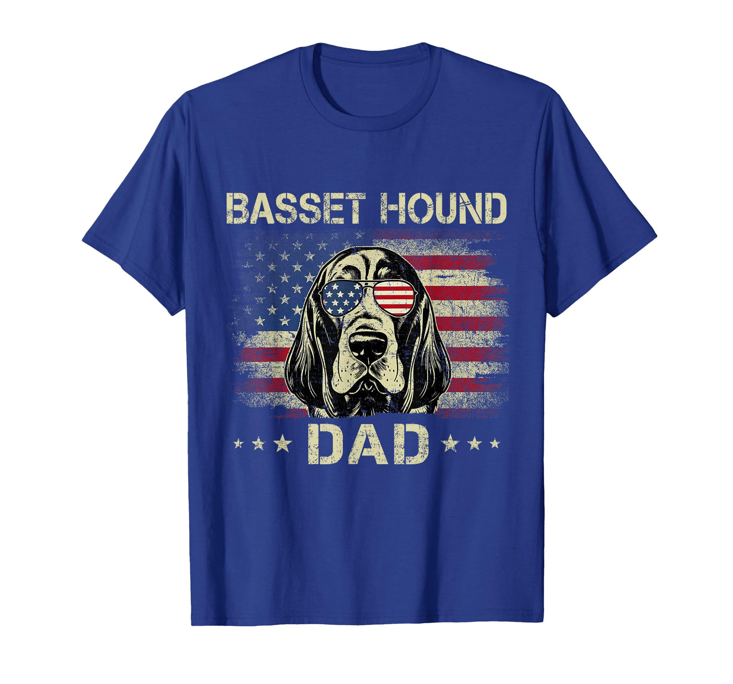 Basset Hound Dad Dog Vintage American Flag 4th Of July T-Shirt