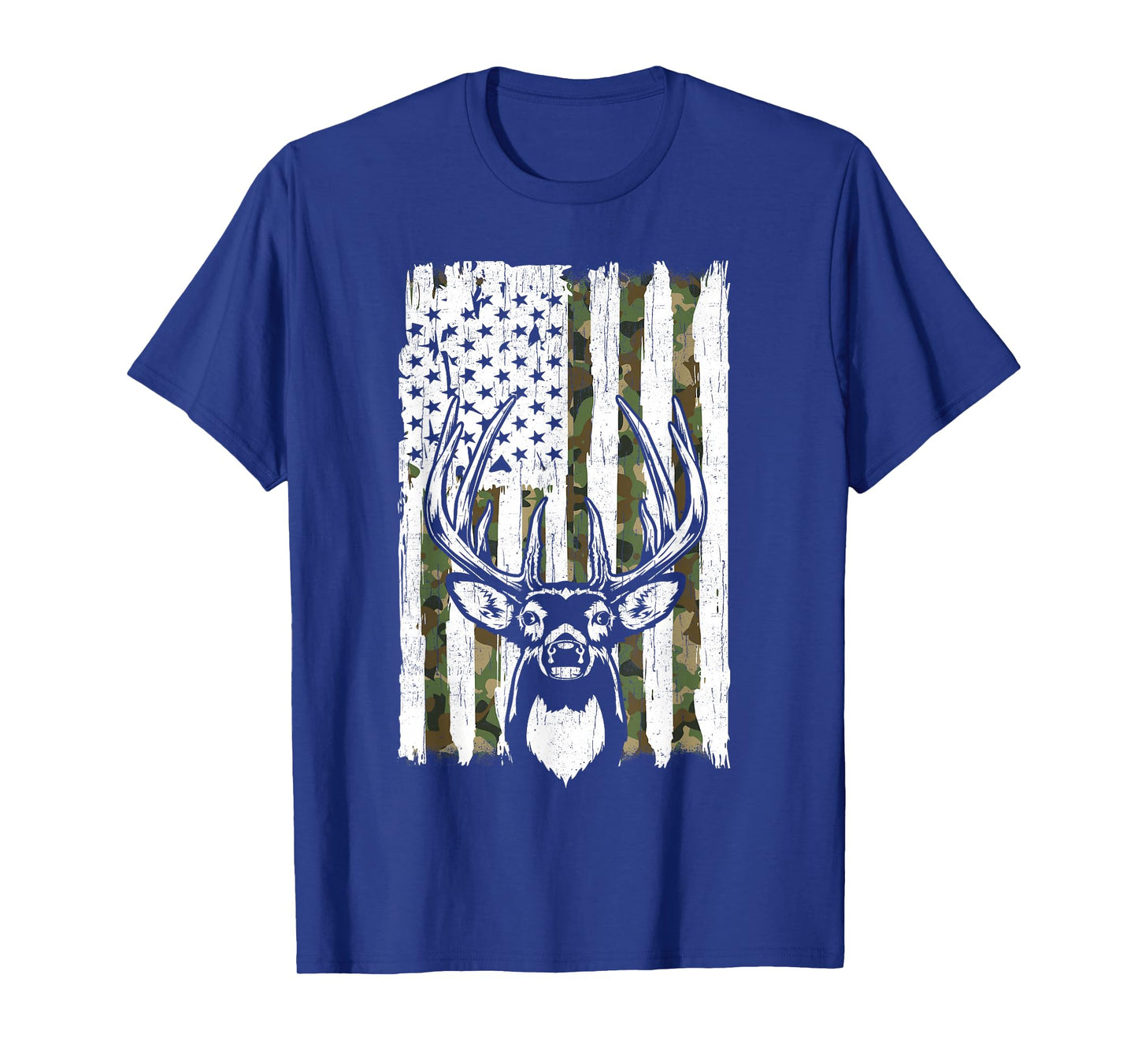 Youth Camo Deer Hunting American Flag Whitetail Buck Men Boy T-Shirt