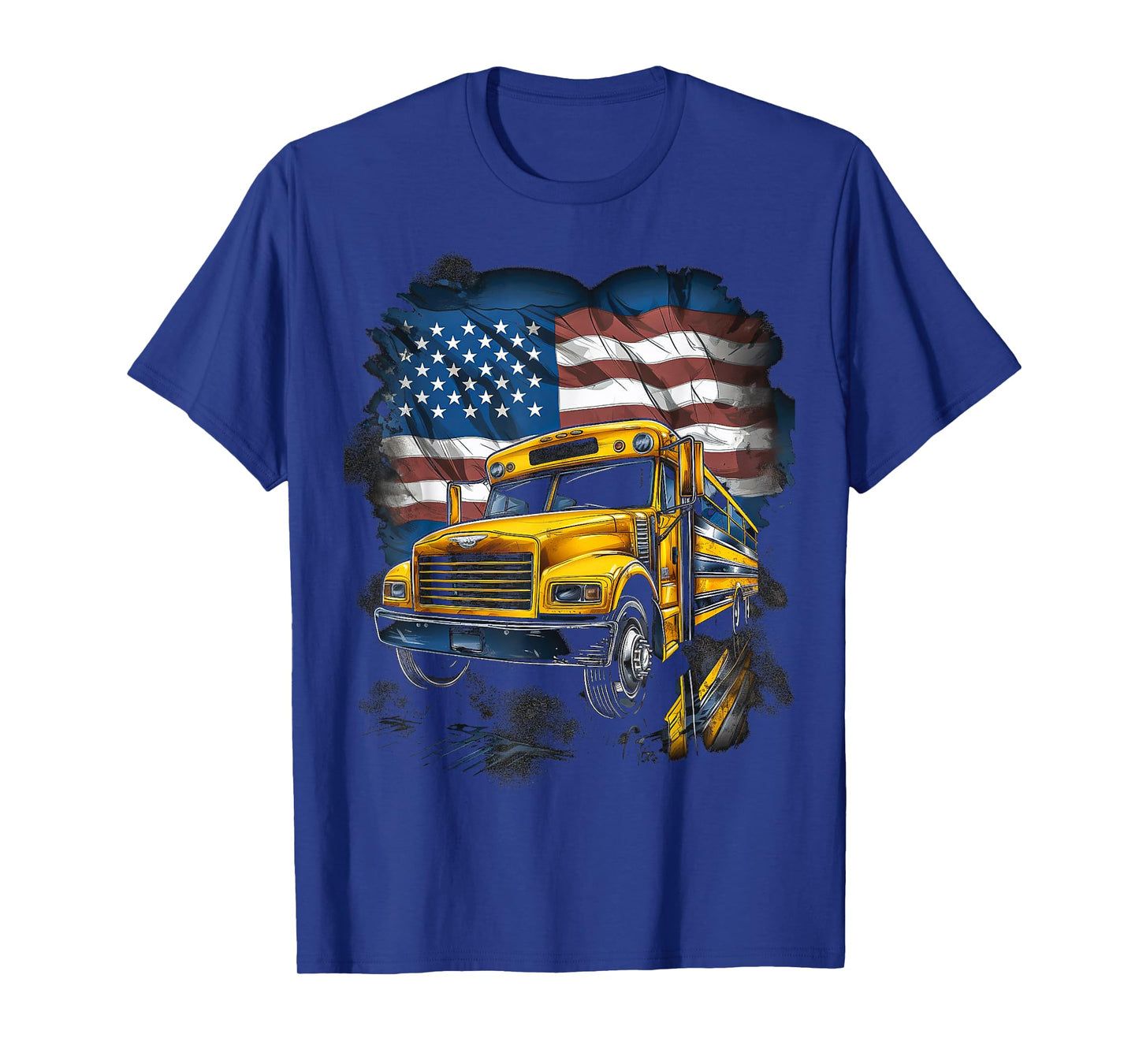 School Bus Driver Usa American Flag Funny Bus Driver T-Shirt