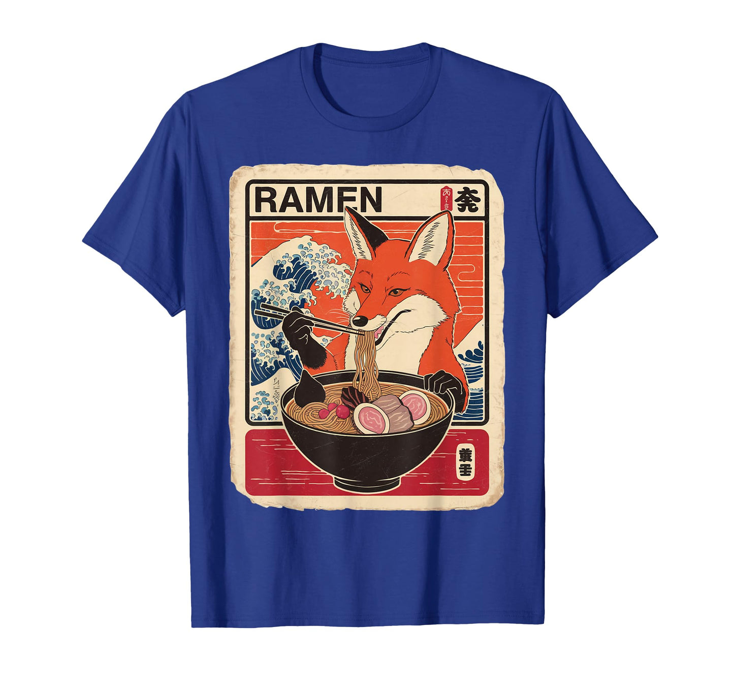 Fox Ramen Japanese Funny Graphic Kawaii Ezo Orange Fox T-Shirt