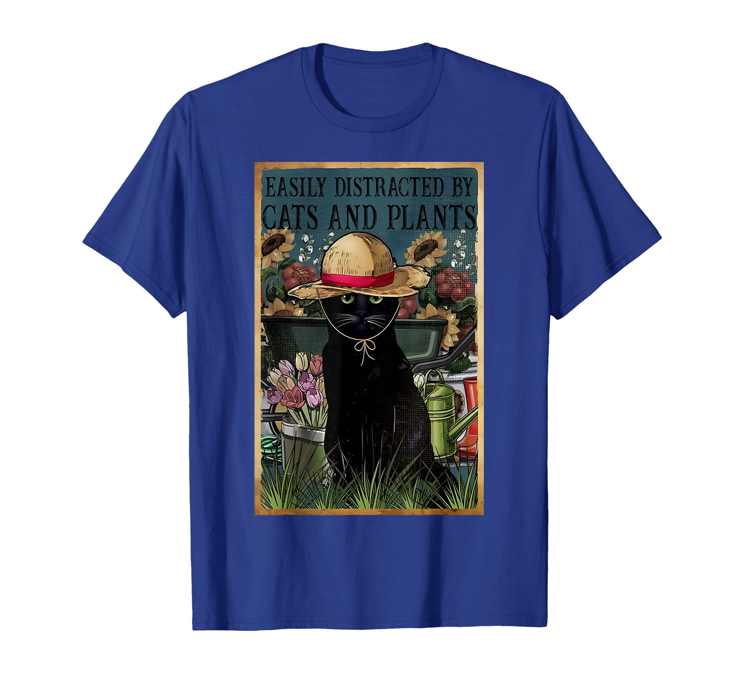 Easily Distracted By Cats And Plants Gardener Cat Lover Gift T-Shirt