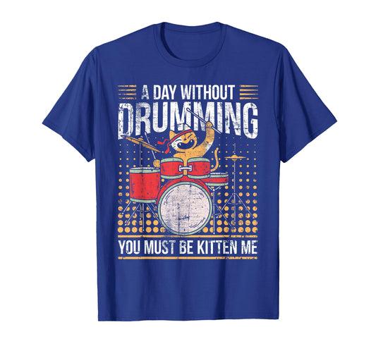 Drumming Cat Drummer Kitten Drum Set T-Shirt