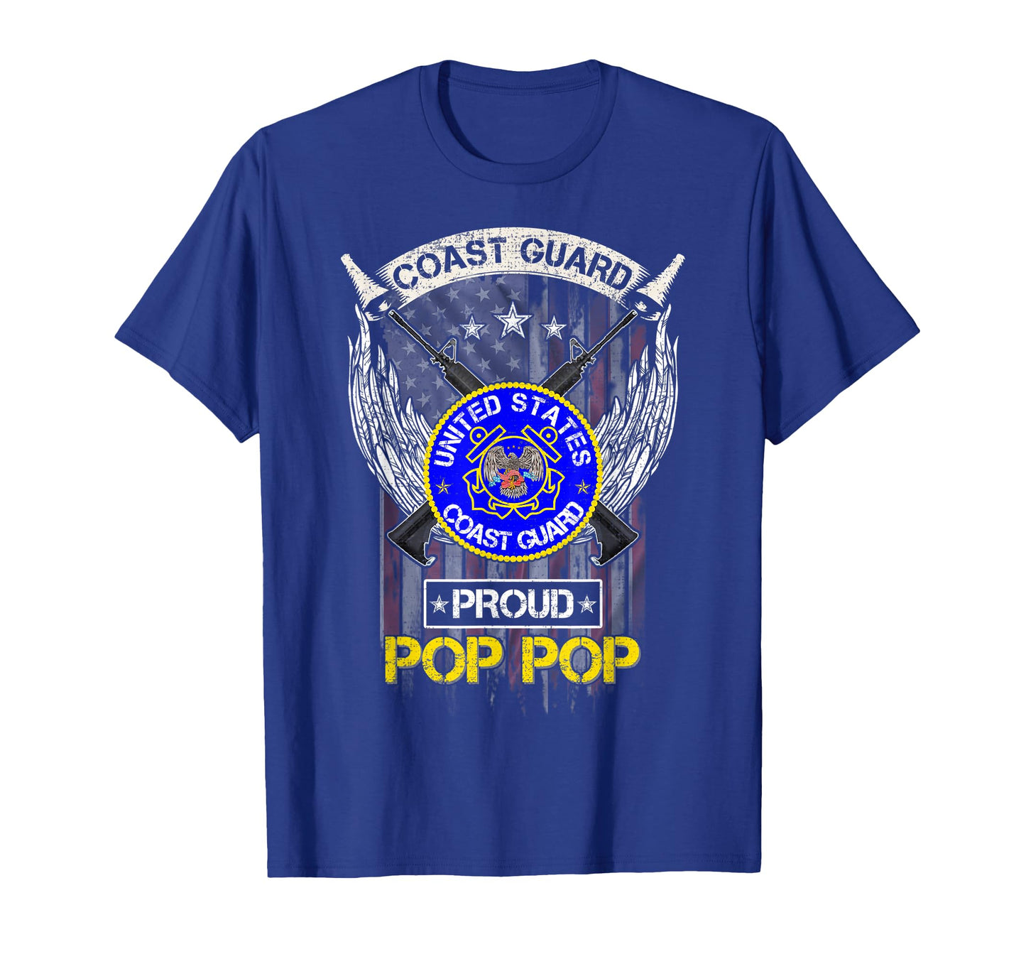 Vintage USA American Flag US Coast Guard Proud Pop Pop Funny Women Men T-Shirt