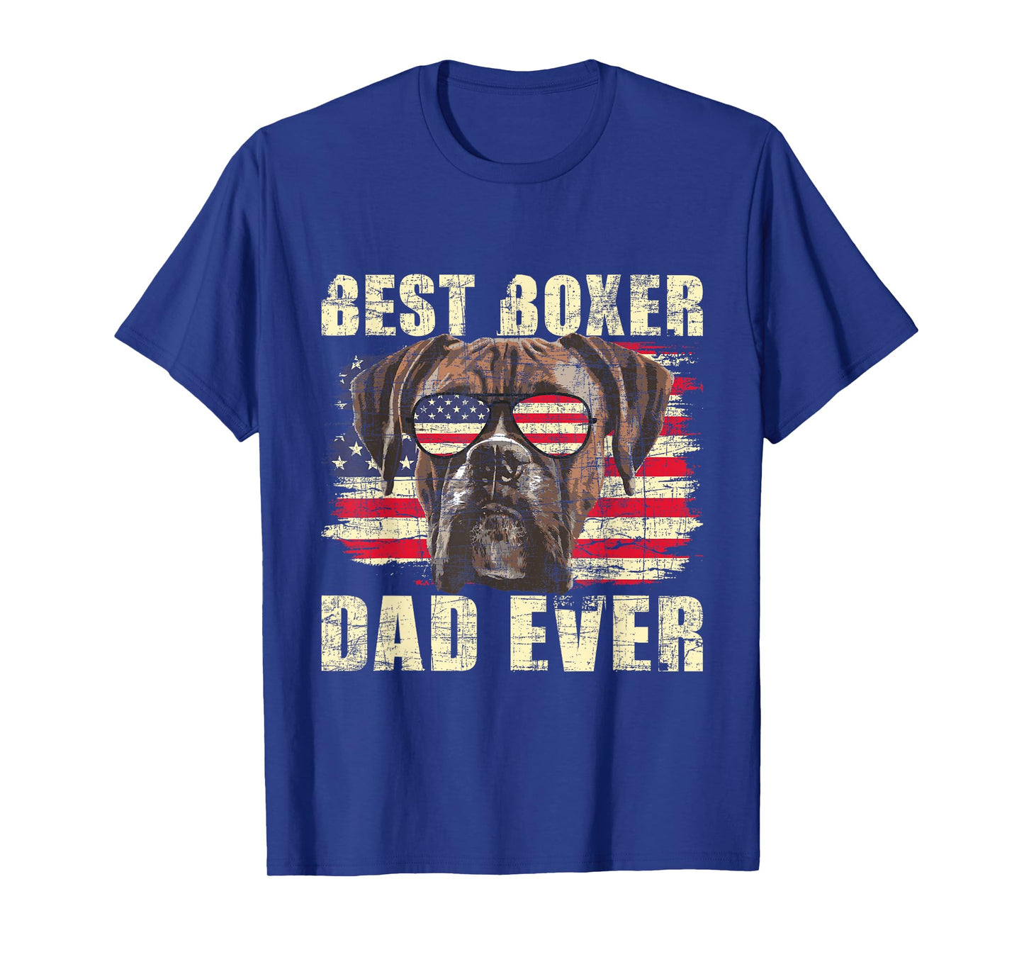 Best Boxer Dad Ever - USA Flag American Dog Animal Lover T-Shirt