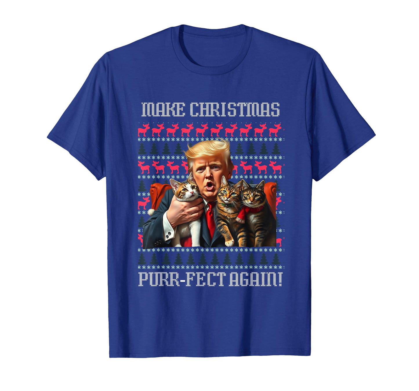 Funny Trump Cat Lover Christmas Sweater Trump Ugly Christmas Men Women T-Shirt