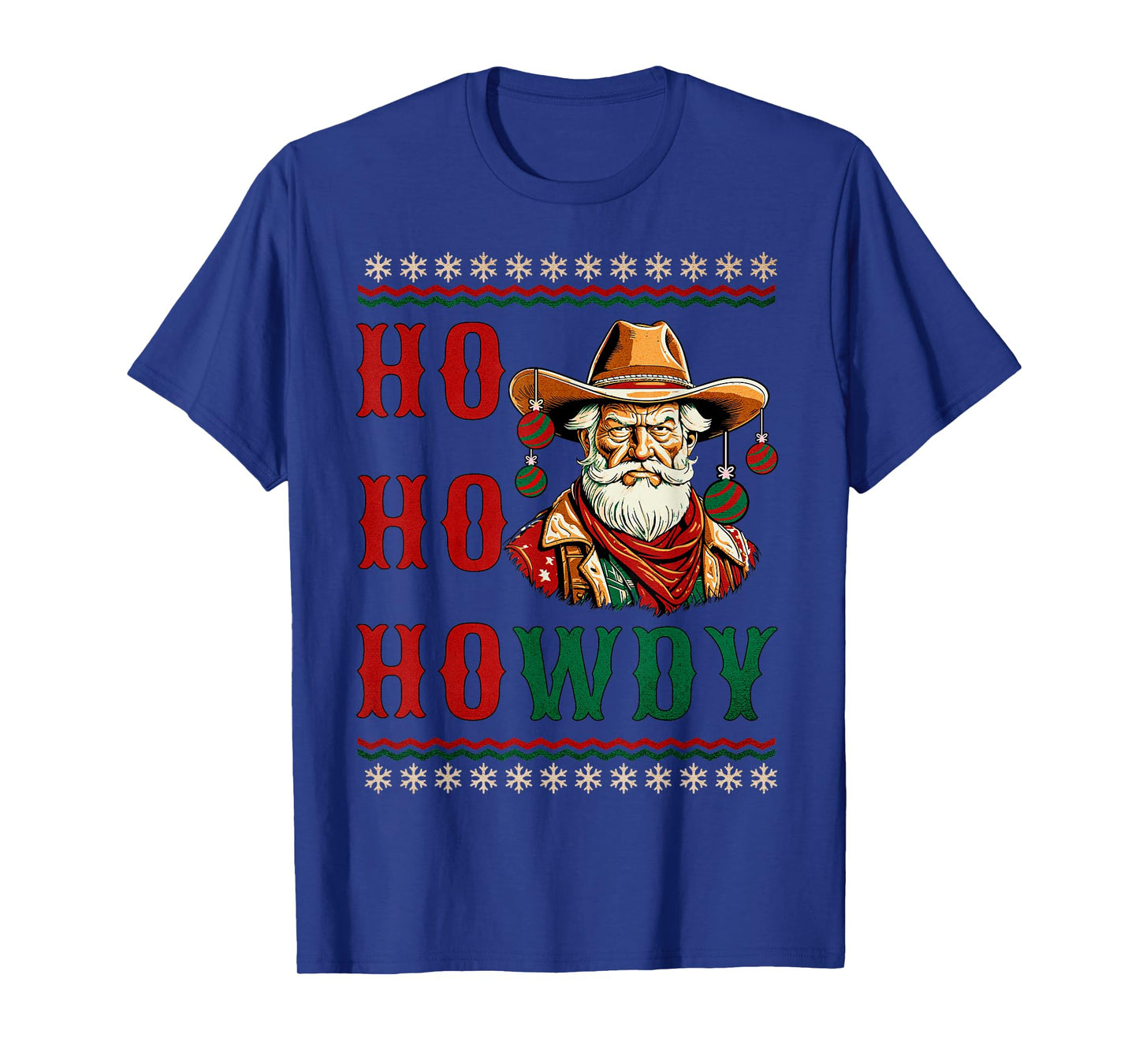 Ho Ho Howdy Ugly Christmas Sweater Style Cowboy Santa T-Shirt