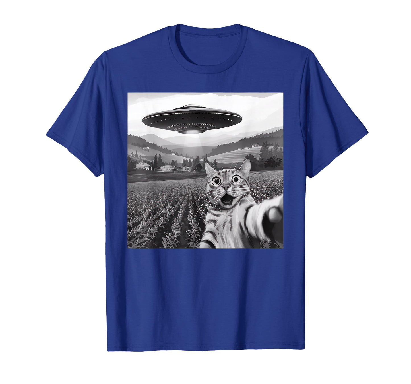 Cat Selfie with Alien UFO Cat Gifts for Men Women Kid T-Shirt
