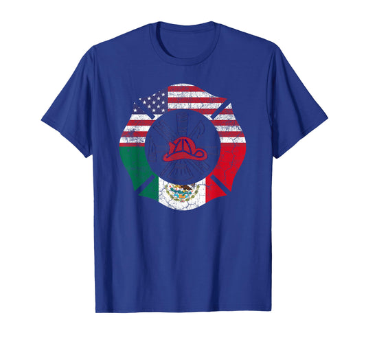 Firefighter Mexican American Flag Cinco De Mayo T Shirt Gift T-Shirt