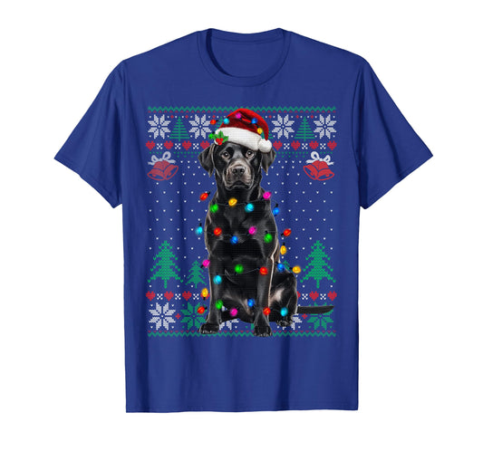 Black Lab Labrador Christmas Santa Hat Dog Ugly Sweater T-Shirt