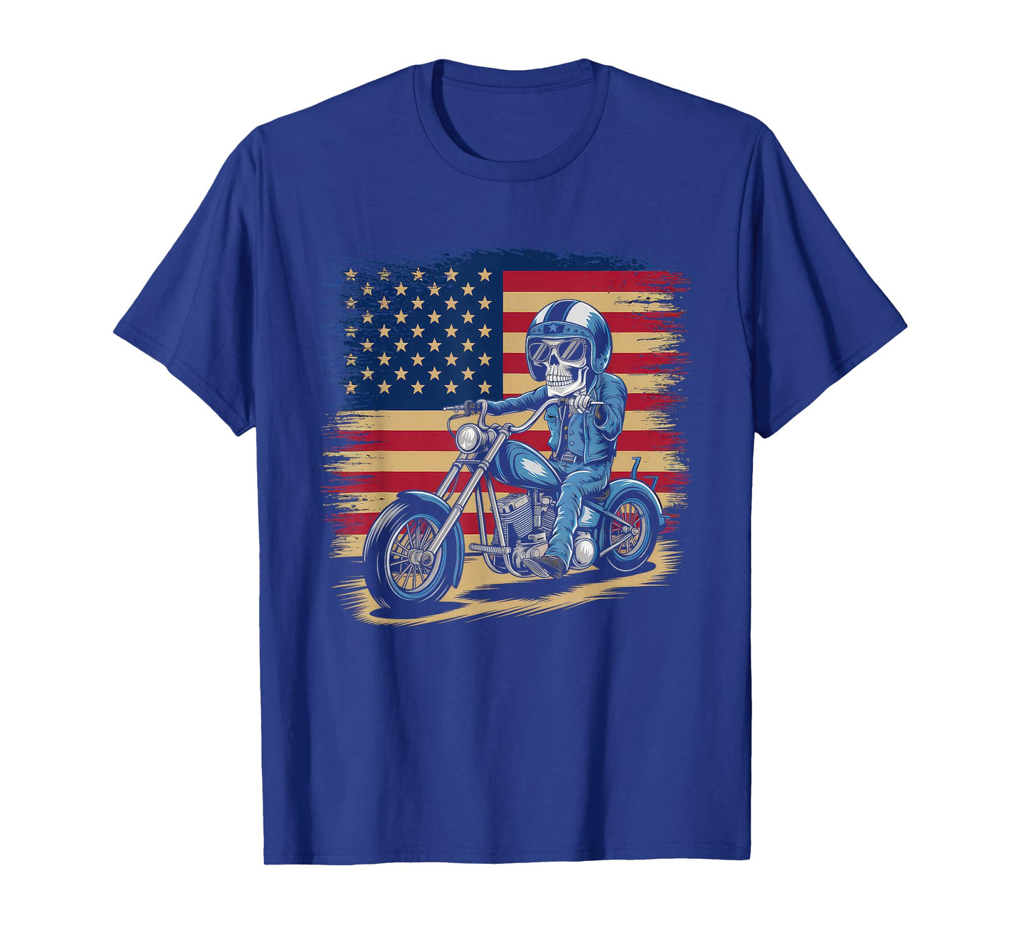 American Flag Motorcycle Tshirt USA Flag Biker Retro T-Shirt