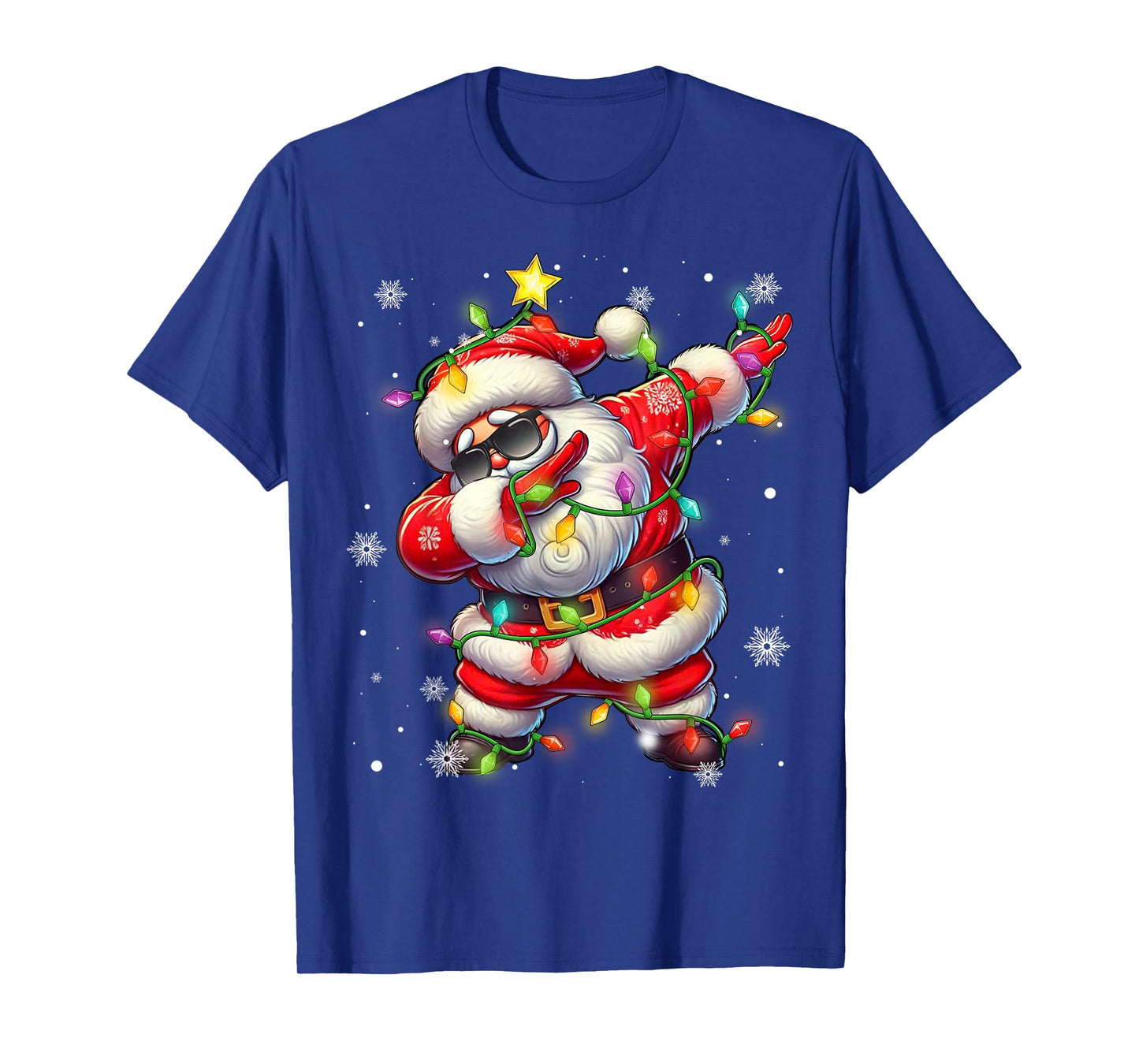 Dabbing Santa Xmas Lights Boys Men Kids Funny Christmas T-Shirt